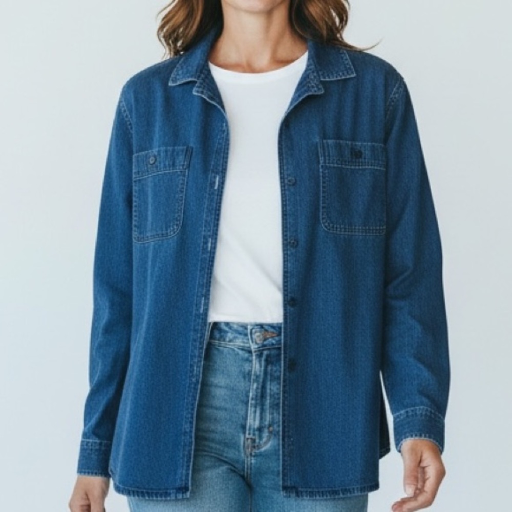 American Eagle Outfitters Dark Blue Denim Shirt Jacket
